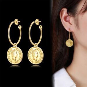 Elizabeth Coin Hoop earrings