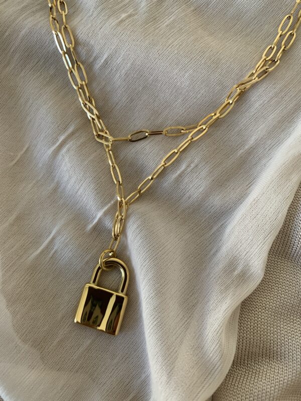 Padlock Pendant Double Chain - Image 2