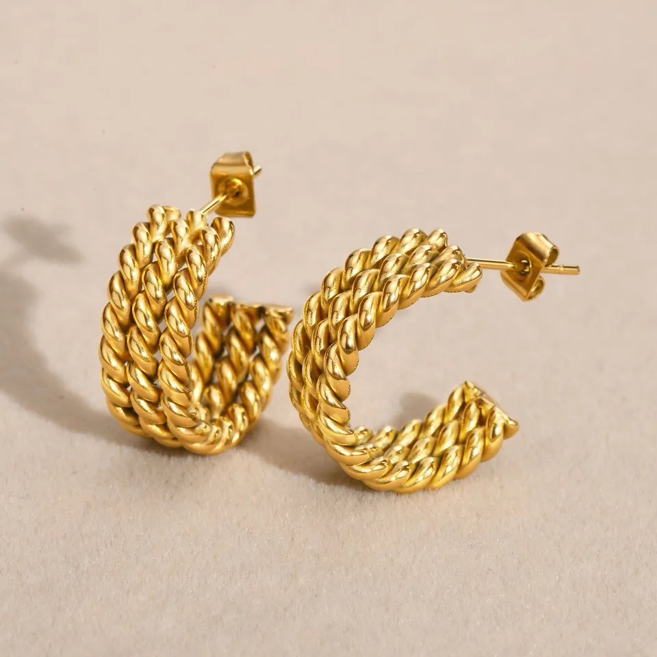 Three Layers C Shaped Earrings Banig Collection