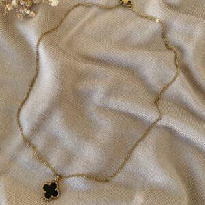 Dora Black Clover Pendant Necklace