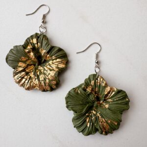 Jessie Molded Clay Earrings (Olive Green)