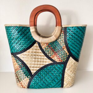 Alma Tote Bag (Green and Natural)
